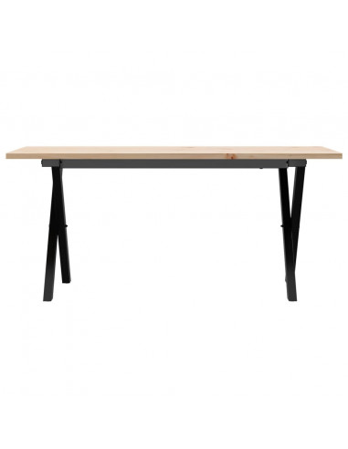 Tavolino Salotto Telaio a X 100x50x45 cm Legno Pino e Acciaio