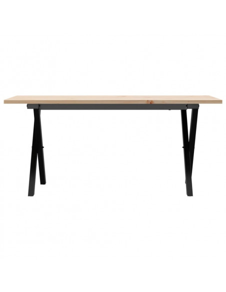 Tavolino Salotto Telaio a X 100x50x45cm Massello Pino e Ghisa