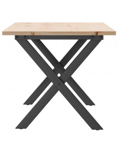 Tavolino Salotto Telaio a X 100x50x45 cm Legno Pino e Acciaio