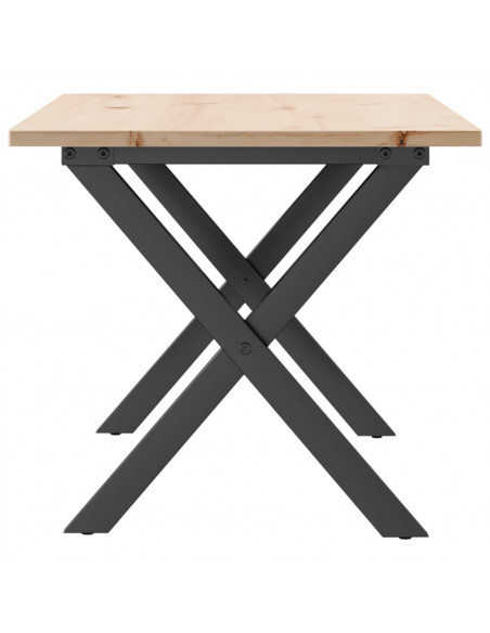 Tavolino Salotto Telaio a X 100x50x45cm Massello Pino e Ghisa