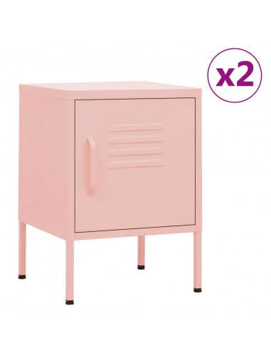 Comodini 2 pz Rosa 35x35x51 cm in Acciaio