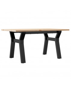 Tavolino da Salotto Telaio a Y 80x50x40cm Massello Pino e Ghisa 2