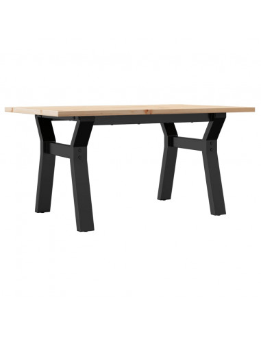 Tavolino da Salotto Telaio a Y 80x50x40cm Massello Pino e Ghisa