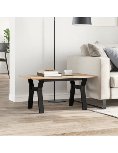 Tavolino da Salotto Telaio a Y 80x50x40cm Massello Pino e Ghisa