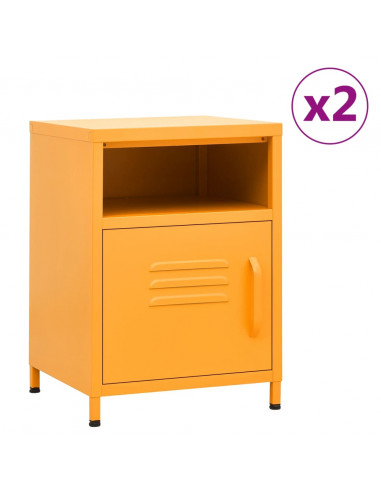 Comodini 2 pz Giallo Senape 35x35x51 cm in Acciaio