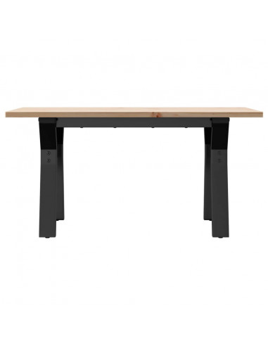 Tavolino da Salotto Telaio a Y 80x50x40cm Massello Pino e Ghisa