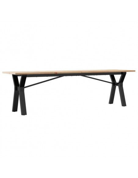 Tavolino Salotto Telaio a Y 160x40x45cm Massello Pino e Ghisa