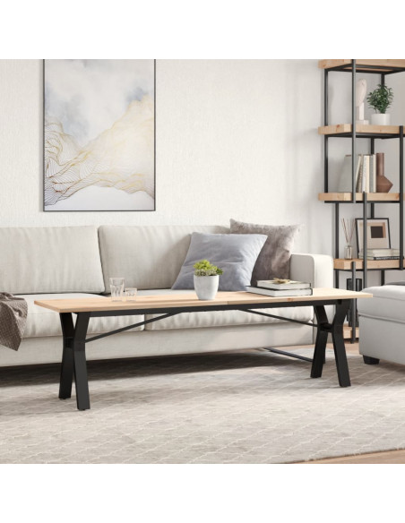 Tavolino Salotto Telaio a Y 160x40x45cm Massello Pino e Ghisa