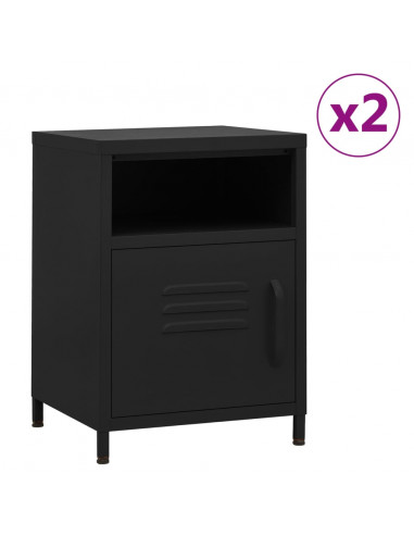 Comodini 2 pz Neri 35x35x51 cm in Acciaio