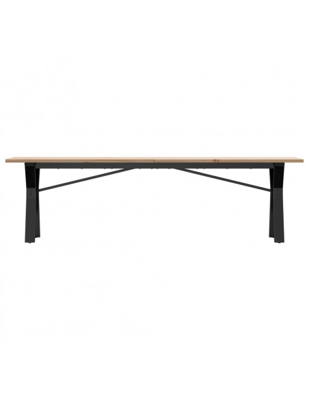 Tavolino Salotto Telaio a Y 160x40x45cm Massello Pino e Ghisa