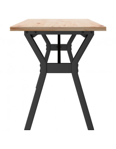 Tavolino Salotto Telaio a Y 160x40x45cm Massello Pino e Ghisa