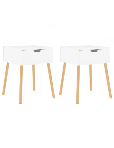 Comodini 2 pz Bianchi 40x40x56 cm in Legno Multistrato