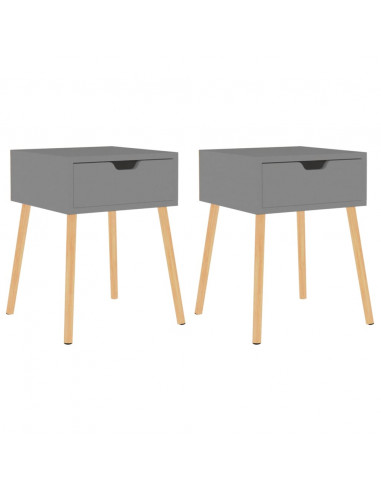 Comodini 2 pz Grigi 40x40x56 cm in Legno Multistrato