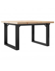 Tavolino Salotto Telaio a O 70x70x40,5cm Massello Pino e Ghisa 2