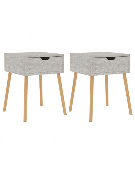 Comodini 2pz Grigio Cemento 40x40x56 cm in Legno Multistrato