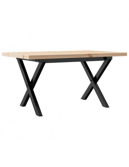 Tavolino Salotto Telaio a X 80x50x40,5cm Massello Pino e Ghisa