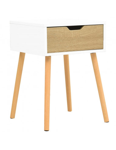 Comodino Bianco e Rovere Sonoma 40x40x56cm in Legno Multistrato