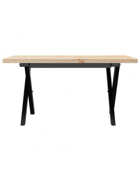 Tavolino Salotto Telaio a X 80x50x40,5cm Massello Pino e Ghisa