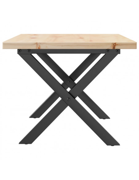 Tavolino Salotto Telaio a X 80x50x40,5 cm Legno Pino e Acciaio