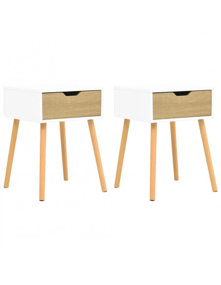Comodini 2pz Bianco Rovere Sonoma 40x40x56cm Legno Multistrato