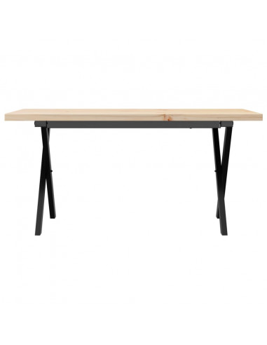 Tavolino Salotto Telaio a X 90x40x45,5cm Massello Pino e Ghisa