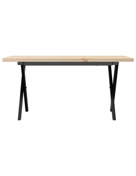 Tavolino Salotto Telaio a X 90x40x45,5cm Massello Pino e Ghisa