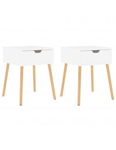 Comodini 2pz Bianco Lucido 40x40x56 cm in Legno Multistrato 2