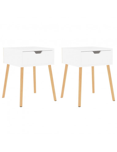 Comodini 2pz Bianco Lucido 40x40x56 cm in Legno Multistrato