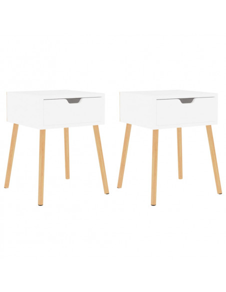Comodini 2pz Bianco Lucido 40x40x56 cm in Legno Multistrato