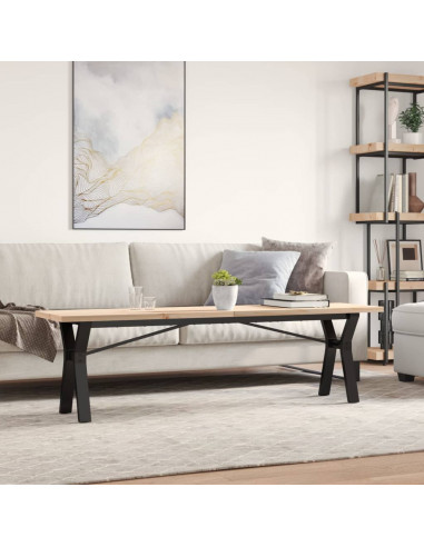 Tavolino Salotto Telaio a Y 160x40x45,5cm Massello Pino e Ghisa
