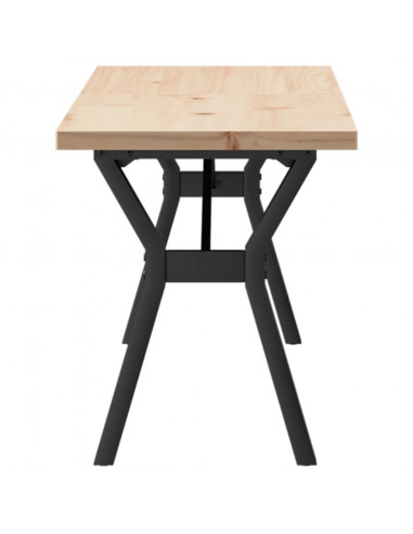 Tavolino Salotto Telaio a Y 160x40x45,5cm Massello Pino e Ghisa