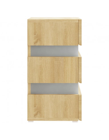 Comodino con Luci LED Sonoma 45x35x67 cm in Legno Multistrato