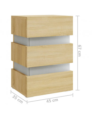 Comodino con Luci LED Sonoma 45x35x67 cm in Legno Multistrato