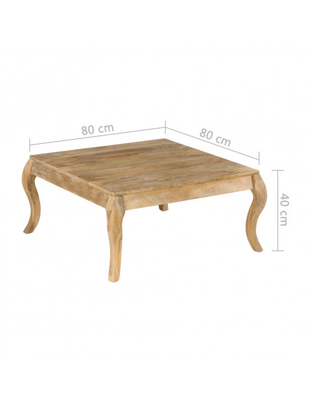 Tavolino da Salotto in Legno Massello di Mango 80x80x40cm