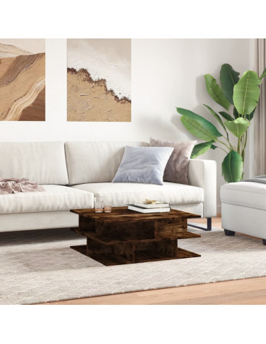 Tavolino da Salotto Rovere Fumo 70x70x29 cm Legno Multistrato