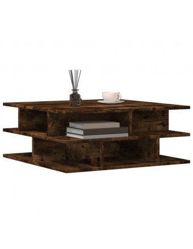 Tavolino da Salotto Rovere Fumo 70x70x29 cm Legno Multistrato