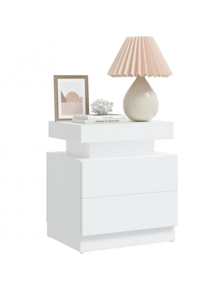 Comodino Bianco 45x35x52 cm in Legno Multistrato