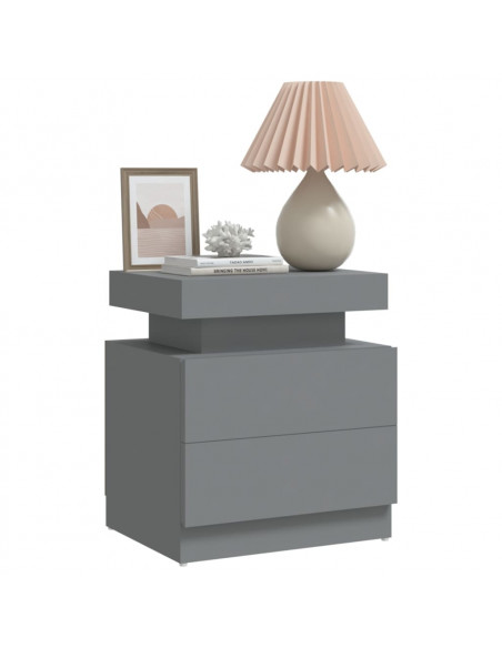 Comodino Grigio 45x35x52 cm in Legno Multistrato