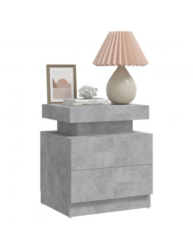 Comodino Grigio Cemento 45x35x52 cm in Legno Multistrato