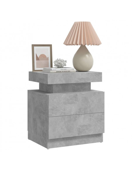 Comodino Grigio Cemento 45x35x52 cm in Legno Multistrato