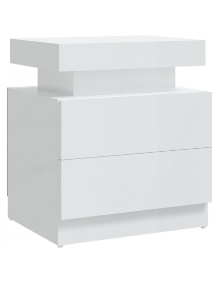 Comodino Bianco Lucido 45x35x52 cm in Legno Multistrato