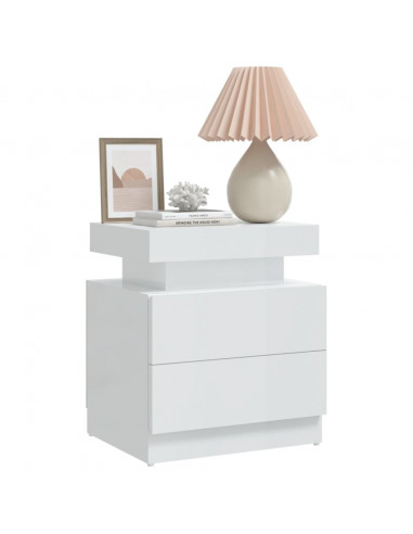 Comodino Bianco Lucido 45x35x52 cm in Legno Multistrato