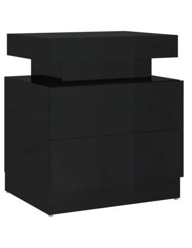 Comodino Nero Lucido 45x35x52 cm in Legno Multistrato