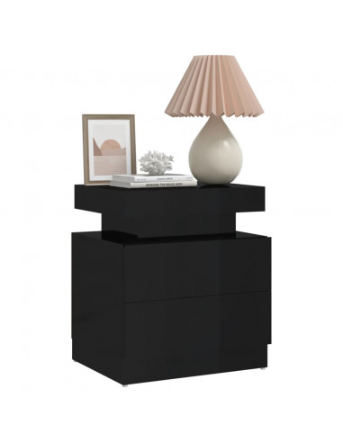 Comodino Nero Lucido 45x35x52 cm in Legno Multistrato