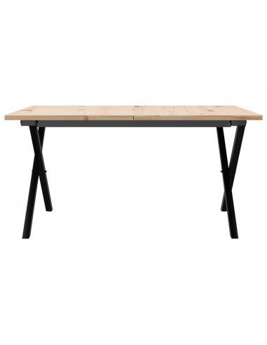 Tavolino da Salotto Telaio a X 80x80x45cm Massello Pino e Ghisa