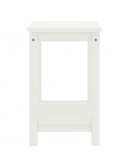 Comodino Bianco 35x30x47 cm in Legno Massello di Pino