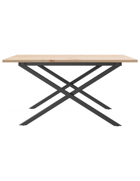 Tavolino da Salotto Telaio a X 80x80x45cm Massello Pino e Ghisa