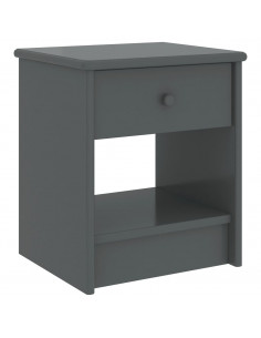 Comodino Grigio Scuro 35x30x40 cm in Legno Massello di Pino 2