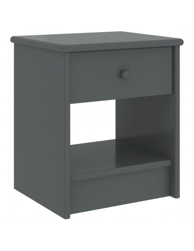 Comodino Grigio Scuro 35x30x40 cm in Legno Massello di Pino