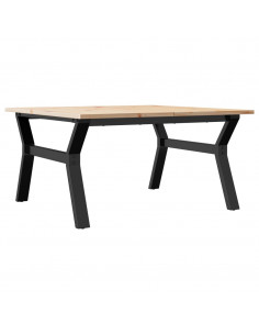 Tavolino da Salotto Telaio a Y 90x90x45cm Massello Pino e Ghisa 2